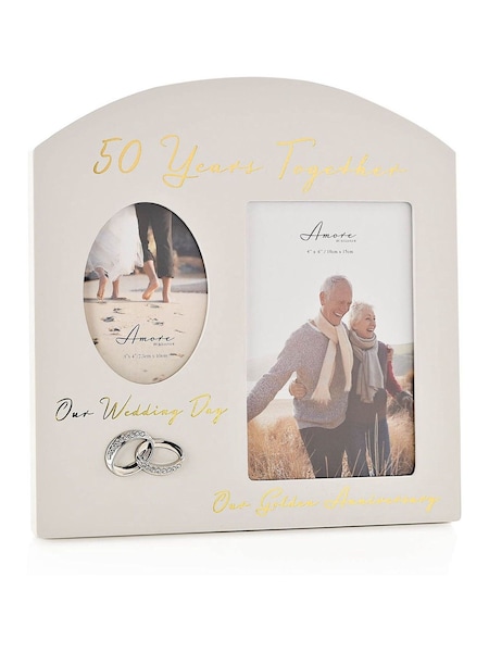Widdop Grey Amore Arched 50th Anniversary Double Frame (H93678) | £18