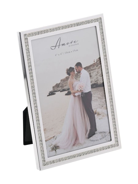 Widdop Silver Amore Sparkle Border Photo Frame 4" x 6 (H93688) | £13