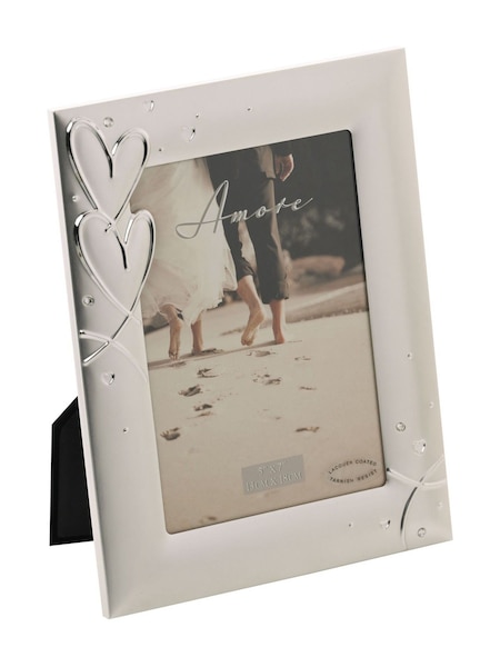 Widdop Silver Amore Frame with Hearts Crystals 5 7 (H93694) | £14