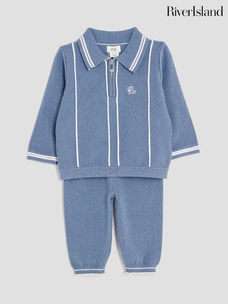 River Island Blue Baby Polo Zip Set (H93734) | £26