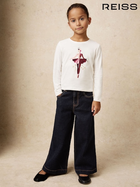 Reiss Ivory Anastasia Cotton Ballet-Print T-Shirt (H93766) | £20