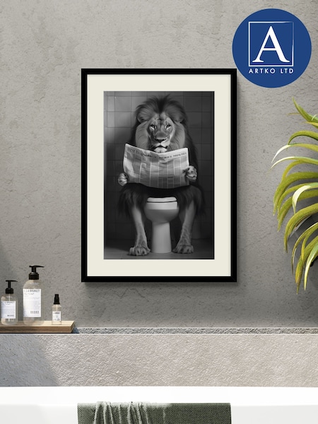 Artko Black Bathroom Lion By Artko Designs Framed Art (H93961) | £60