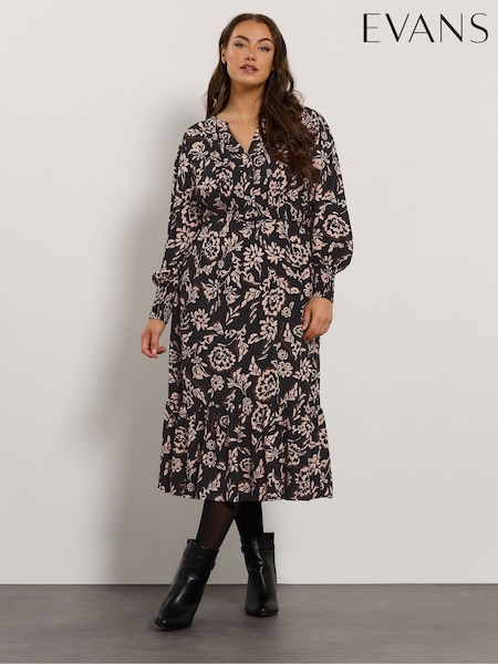 Evans Pintuck Black Dress (H93966) | £42
