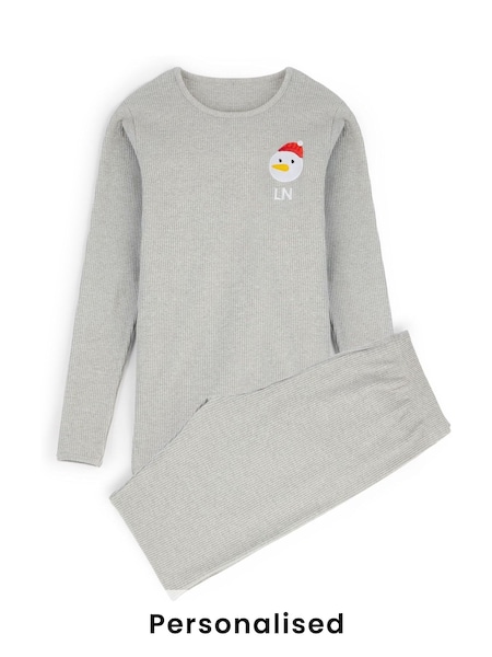 Stitch Style Personalised Womens Embroidered Snowman Pyjamas (H93990) | £38