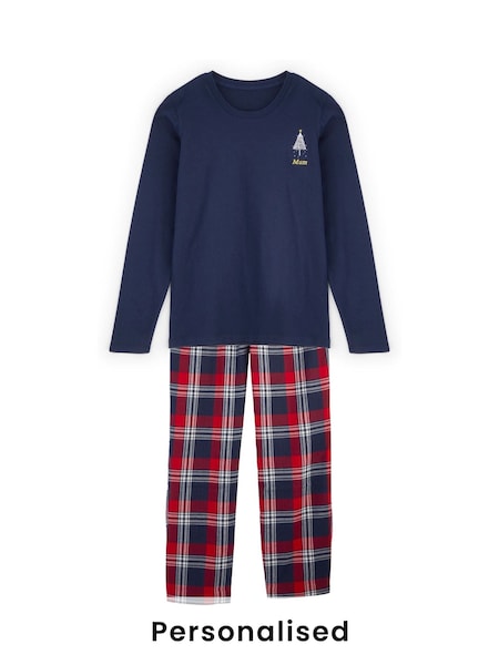 Stitch Style Personalised Womens Embroidereed Christmas Tree Print Family Pyjamas (H93993) | £38