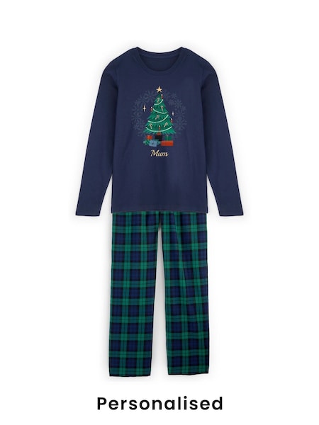 Stitch Style Personalised Womens Christmas Tree Family Print Pyjamas (H93995) | £38