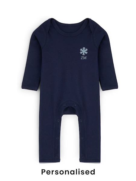 Stitch Style Personalised Embroidered Snowflake Rompersuit (H93996) | £22