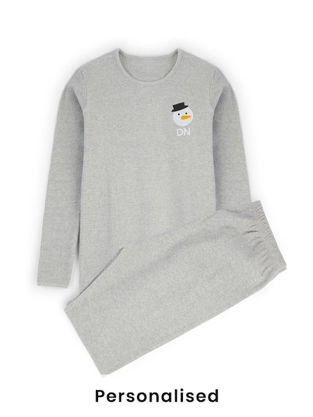 Stitch Style Personalised Mens Embroidered Snowman Pyjamas (H93997) | £38