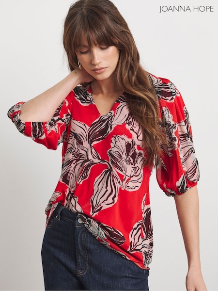 Joanna Hope Red Puff Sleeve Blouse (H94013) | £56