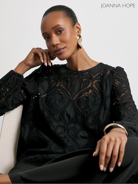 Joanna Hope Premium Broderie Black Blouse (H94024) | £75