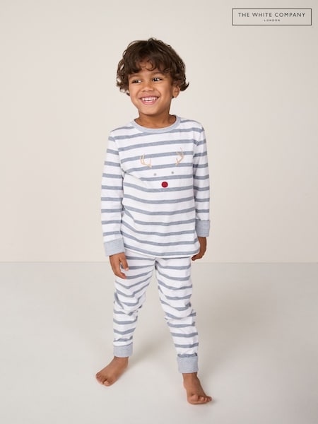 The White Company Blue Cotton Striped Jingles Slim Fit Pyjamas (H94055) | £26