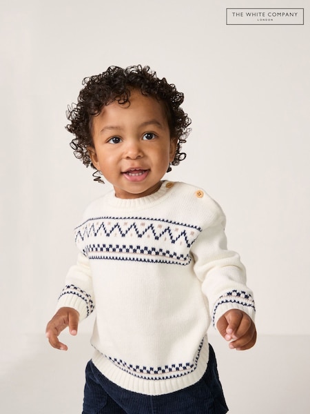 The White Company Blend Fairisle Pattern White Jumper (H94059) | £36