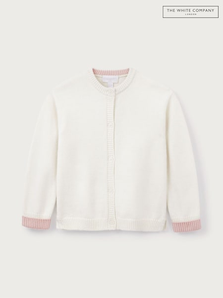 The White Company Cotton Blend Heart White Cardigan (H94075) | £36