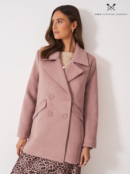 Crew Clothing Pink Wool Peacoat (H94117) | £169
