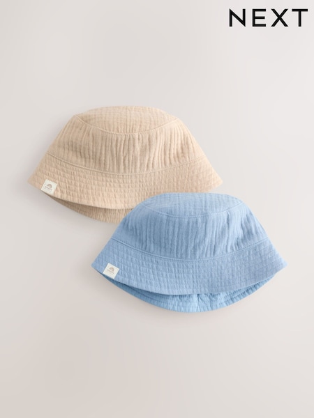 Blue and Beige Baby Bucket Hats 2 Pack (0mths-2yrs) (H94141) | £12