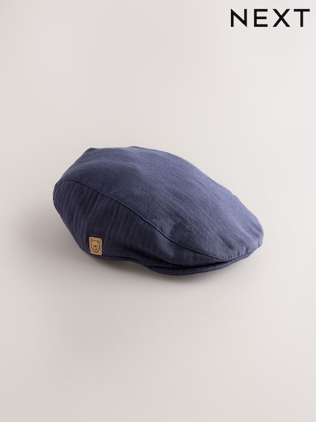 Navy Blue Woven Baby Flat Cap (0mths-2yrs) (H94150) | £7