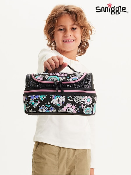 Smiggle Black Trailblazer Double Decker Lunchbox (H94296) | £20