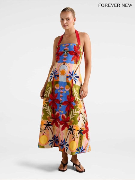 Forever New Red Romee Halter Neck Midi Dress (H94355) | £120