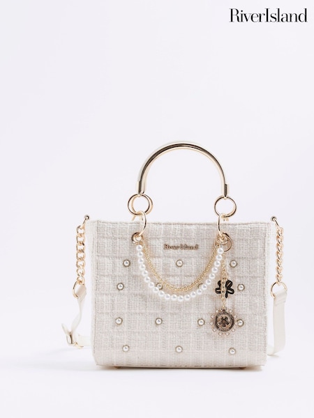 River Island Cream Boucle Quilted Tote Bag (H94426) | £46