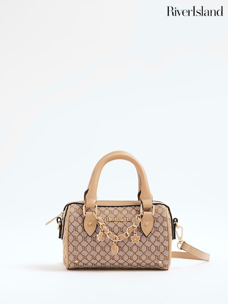 River Island Brown Mini Jacquard Cross-Body Bowler Bag (H94433) | £32