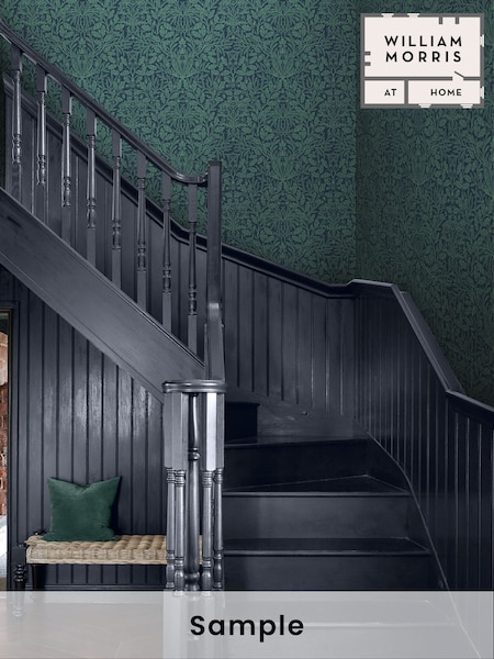 William Morris At Home Heritage Blue Acorn A4 Wallpaper Sample (H94489) | £1