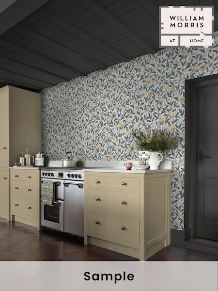 William Morris At Home Cloudy Blues Bird and Pomegranate A4 Wallpaper Sample (H94493) | £1