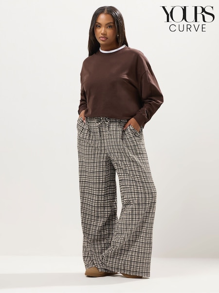 Yours Curve Natural Pull On Wide Leg Trousers (H94584) | £29