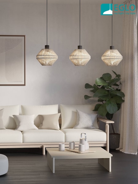 Eglo Black Midsumer Timeless Fabric Three Light Pendant (H94587) | £146