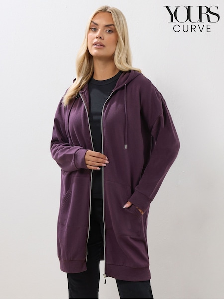Yours Curve Purple Longline Zip Through Jacket (H94610) | £29
