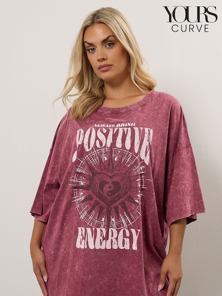 Yours Curve Pink Oversized Boxy T-Shirt (H94625) | £22