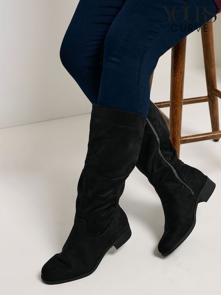 Yours Curve Black Extra Wide Fit Stretch Knee High Boots (H94661) | £45