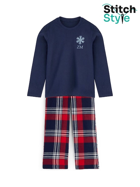 Personalised Kids Embroidered Snowflake Family Pyjamas by Stitch Style (H94706) | £38