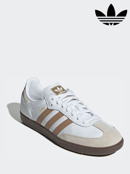 adidas Originals White/Beige Samba Trainers (H94850) | £95 - £100