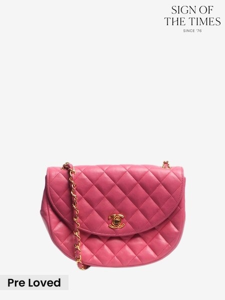 Sign of the Times Pink Vintage 1986 Lambskin Leather Half Moon Cross-Body Bag (H94867) | £5,204