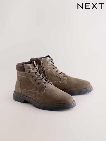 Mink Brown Tall Leather Zip-Up Boots (H94870) | £65