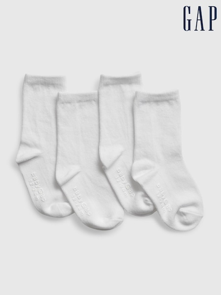 Gap White Crew Socks 4 Pack (H95022) | £8