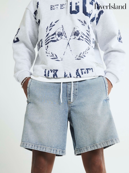 River Island Blue Regular Fit Pull On Denim Shorts (H95093) | £34