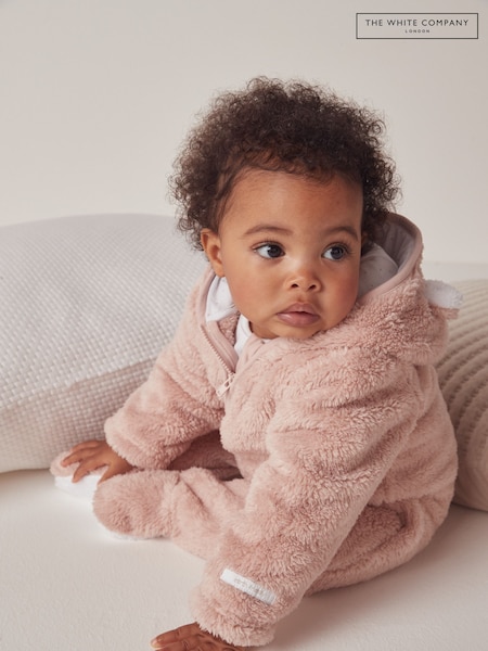 The White Company Pink Recycled Fleece Romper (H95097) | £32
