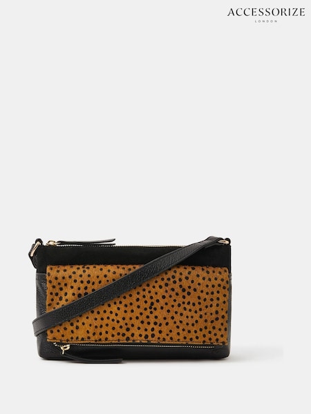 Accessorize Animal Fold Over Zip Leather Cross-Body Bag (H95117) | £45