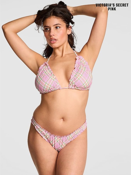 Victoria's Secret PINK Strawberry Plaid Pink Cheeky Bikini Bottoms (H95232) | £34