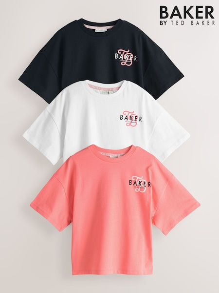 Baker by Ted Baker 3 Pack Oversized Graphic T-Shirts (H95247) | £30 - £35