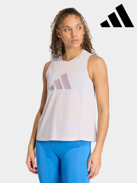 adidas Purple Train Essentials Big Logo Training Vest Top (H95435) | £23