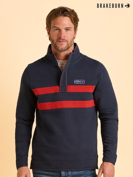 Brakeburn Blue Alum Quarter Zip Sweatshirt (H95475) | £65