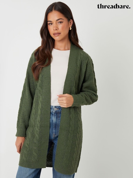 Threadbare Green Cable Knit Cardigan (H95607) | £26