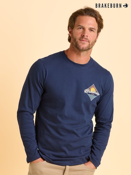 Brakeburn Blue Tasley Long Sleeve T-Shirt (H95755) | £33