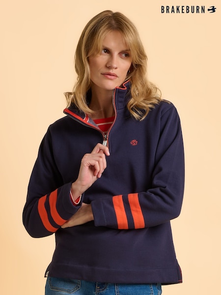 Brakeburn Blue Broadstone Quarter Zip Sweatshirt (H95756) | £60