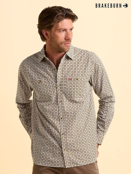 Brakeburn Brown Caldbeck Printed Shirt (H95784) | £55