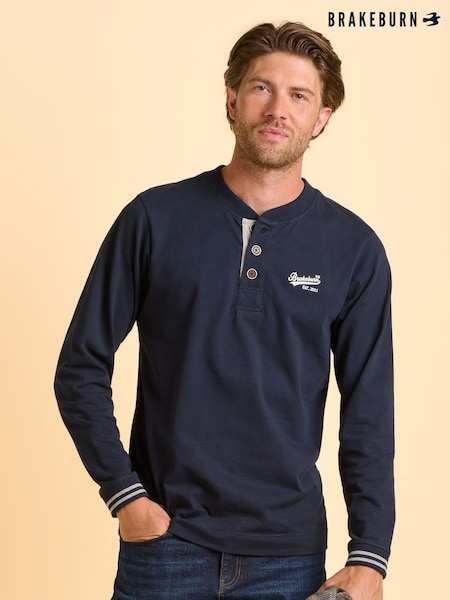 Brakeburn Blue Cheddleton Long Sleeve T-Shirt (H95789) | £40