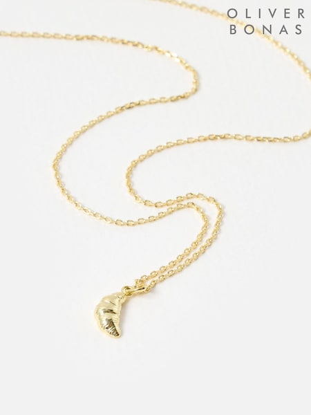 Oliver Bonas Gold Plated Claude Croissant Pendant Necklace (H95848) | £39.50