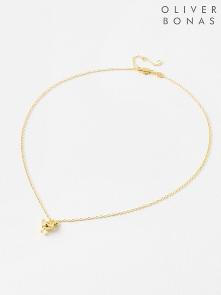 Oliver Bonas Gold Chicken Charm Plated Pendant Necklace (H95862) | £45
